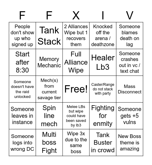 Solas's Bingo Card Bingo Card