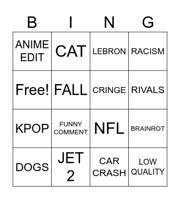 intsa reels Bingo Card