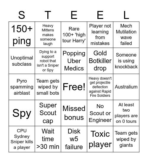 MvM Steel Trap Bingo! Bingo Card