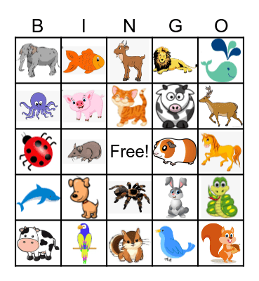 ANIMAL Bingo Card