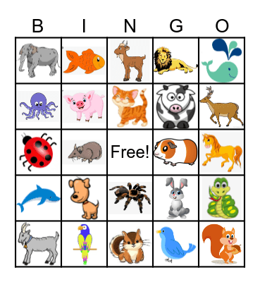 ANIMAL Bingo Card