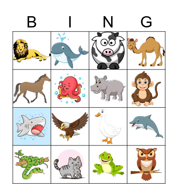 Animal Bingo Card