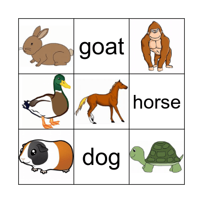 Animals Bingo Card