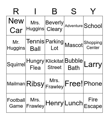 Ribsy Bingo! Bingo Card