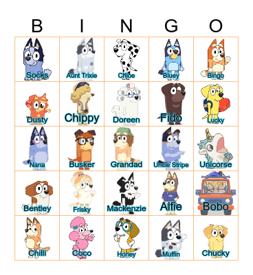 Bunnings Bluey Bingo Card