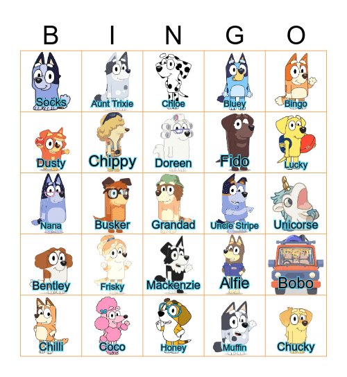 Bunnings Bluey Bingo Card