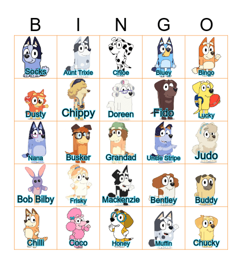 Bunnings Bluey Bingo Card