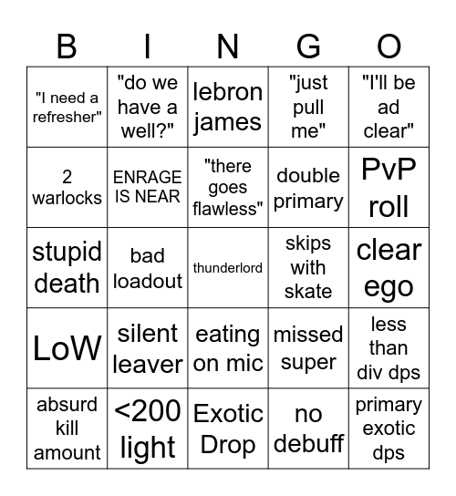 LFG BINGO Card