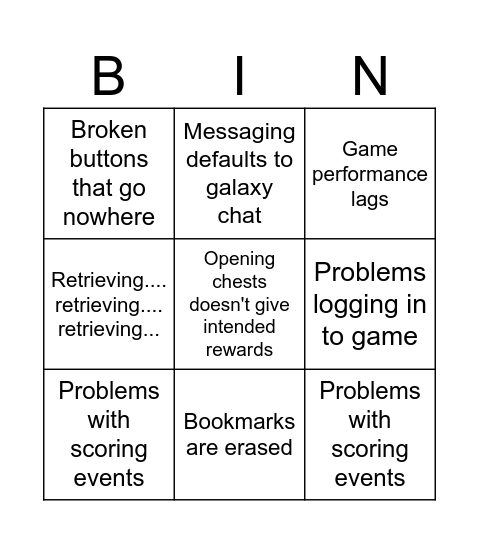 Scopely Patch Bingo Card