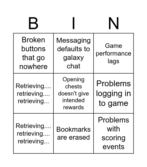 Scopely Patch Bingo Card