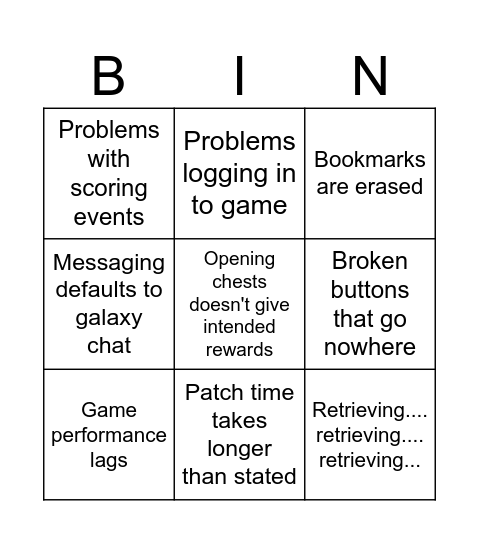 Scopely Patch Bingo Card