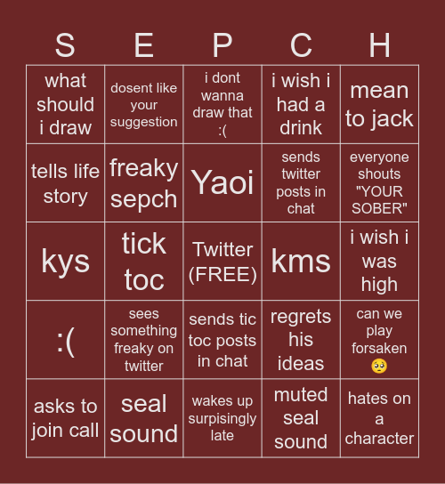 Sepch Card Bingo Card