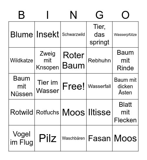 Natur-Bingo Card