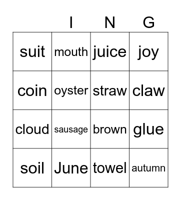 Phonics Farm 4 Bingo Card