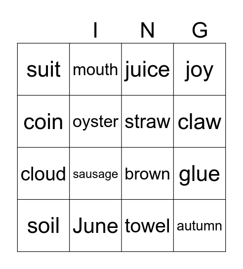 Phonics Farm 4 Bingo Card