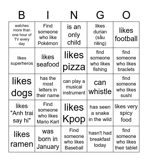 Find Someone Who Bingo Card