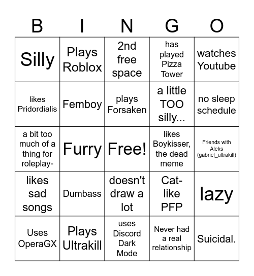 Most Like Boykisser, Bingo! Bingo Card