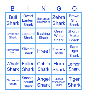 Shark Bingo Card