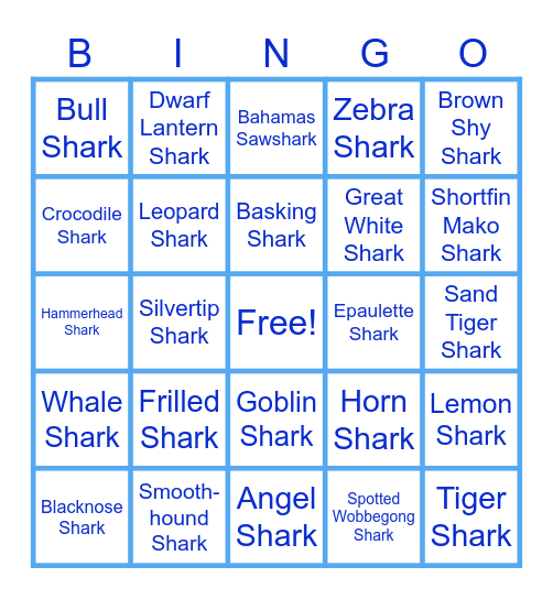 Shark Bingo Card