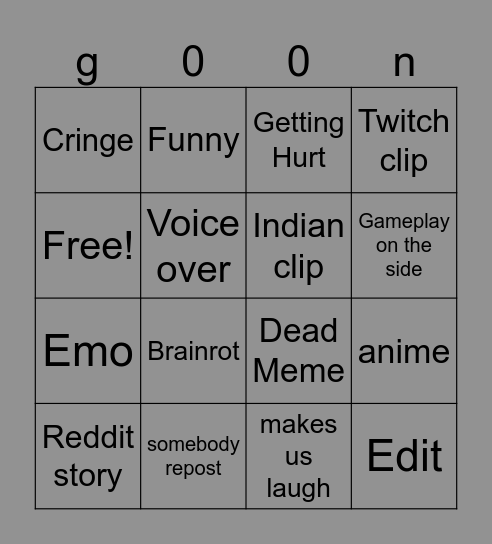 Tiktok Bingo Card