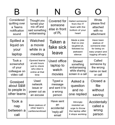 OFFICE BINGO!!! Bingo Card