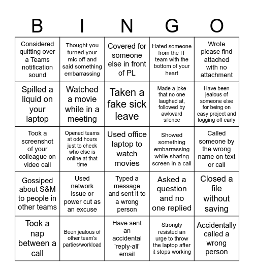 OFFICE BINGO!!! Bingo Card