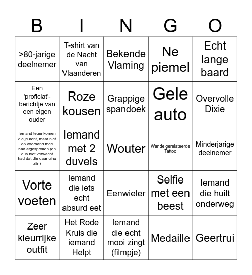 Dodentocht Bingo Card