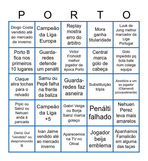Porto 25/26 Bingo Card