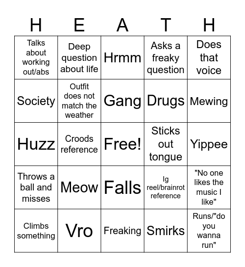 Hingo Bingo Card
