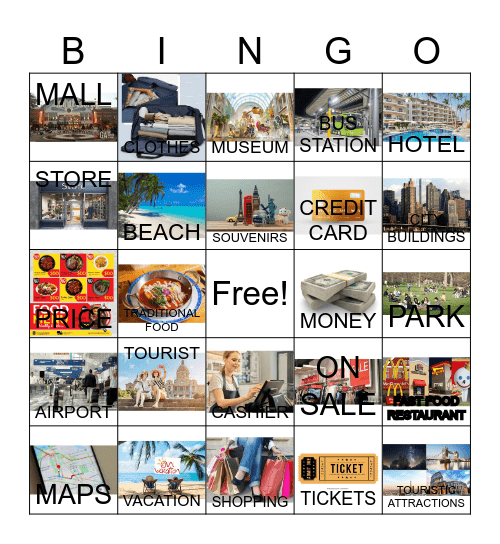 TRAVEL AND TOURISM VOCABULARY Bingo Card