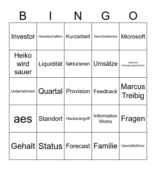 Affinis Bullshit Bingo Card