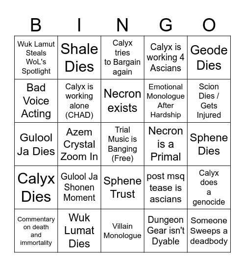 MSQ 7.3 Electric Boogaloo Bingo Card