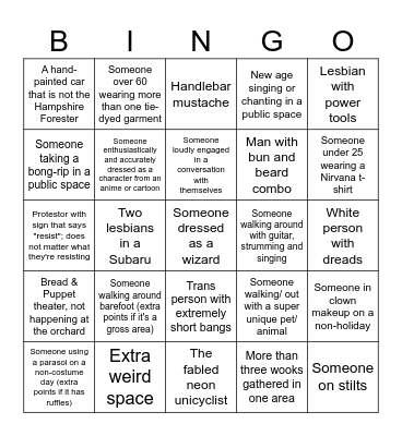 Valley Bingo! Bingo Card