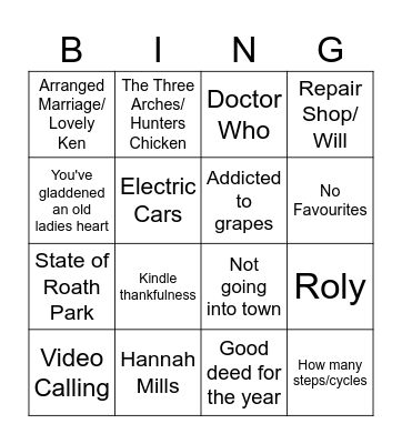 Granny Bingo Card