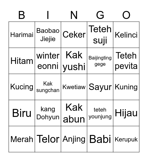punya memen! Bingo Card