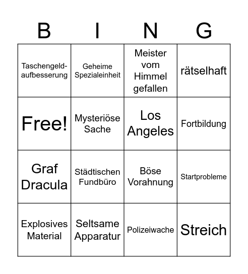 Die drei ??? 100 Stunden Kapitel 1-3 Bingo Card