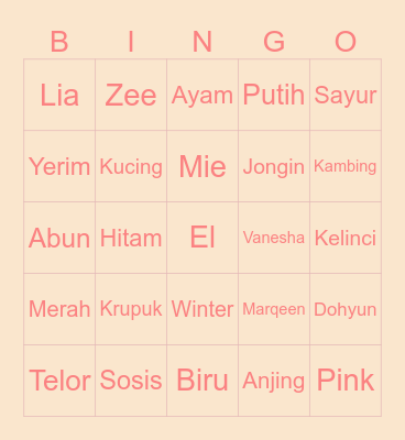 Papannya Lia Bingo Card