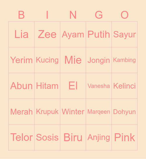 Papannya Lia Bingo Card