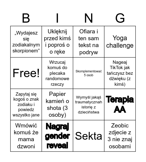 dżaga Bingo Card