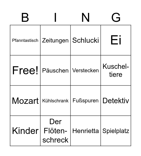 10 Minuten: DSdT ermittelt: Der Flötenschreck Bingo Card