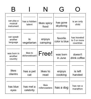 Find someone who: Bingo Card