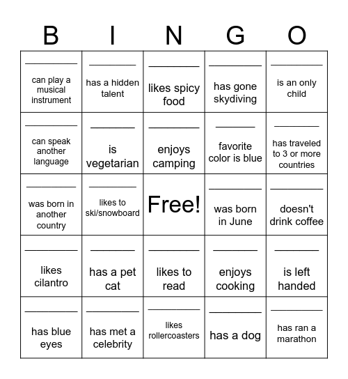 Find someone who: Bingo Card
