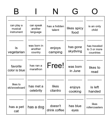 Find someone who: Bingo Card