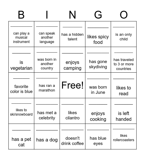 Find someone who: Bingo Card