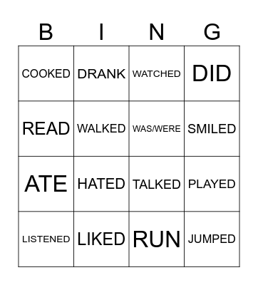 PAST VERBS Bingo Card