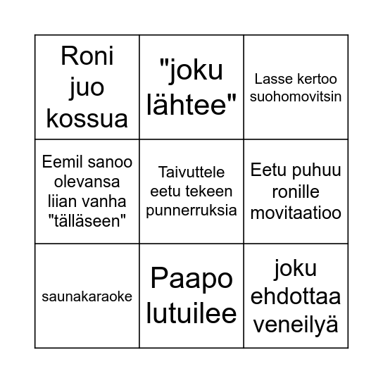 BONIKKA Bingo Card
