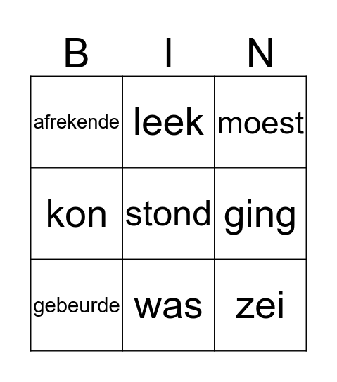 Een belevenis Bingo Card