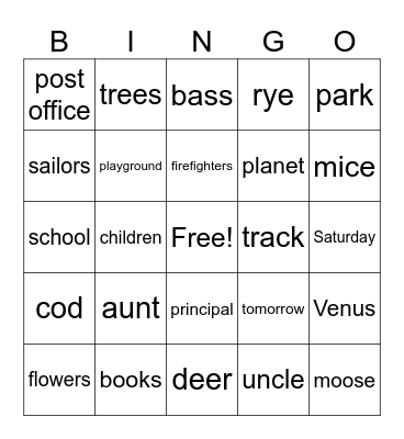 ELA 5 and 6 Bingo Card
