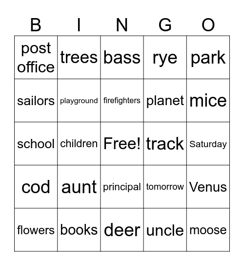 ELA 5 and 6 Bingo Card