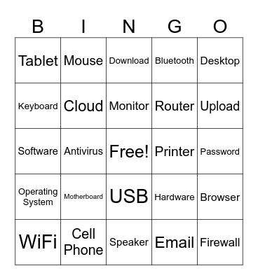 Technology Bingo Card